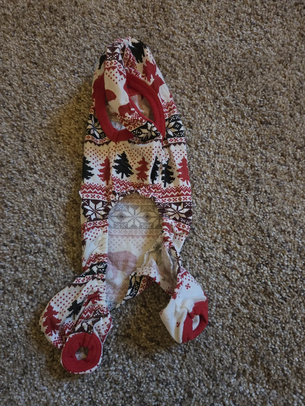 Holiday Tree Print Pet Onesie - Red & Black